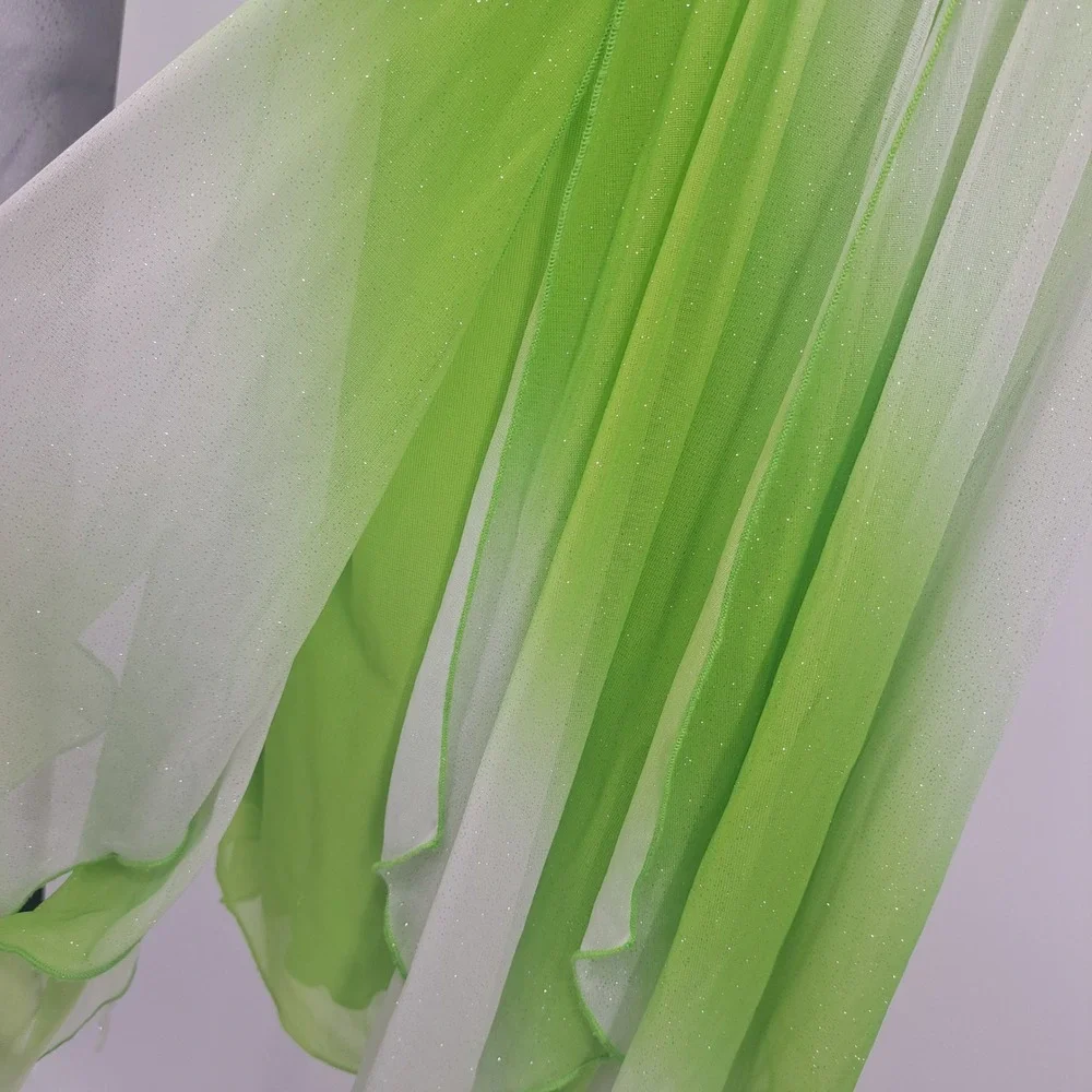 My Michelle Girls Green Ombre Glitter Handkerchief Hem Dress 14 Fairycore Y2K